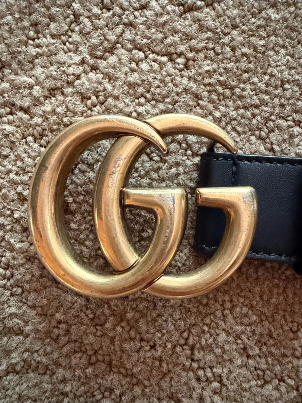 Gucci Black Leather Belt with Gold Double G Buckle